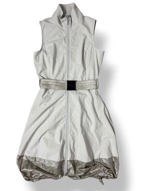 Anatomie Performance Katana Dress Sleeveless Belted Bubble Hem Tan Khaki Sz XS